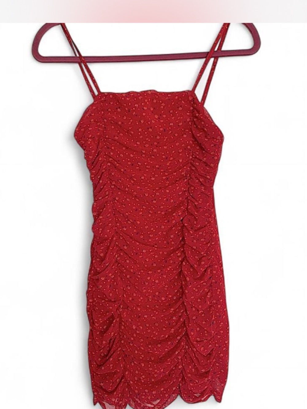 Nasty Gal Red Floral Ruched Dress